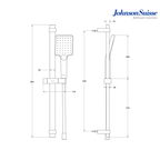 Johnson Suisse Flores-N WBFA301644CP Shower Kit with Hand Shower, 1.75m Hose & 600mm Sliding Bar | Chrome