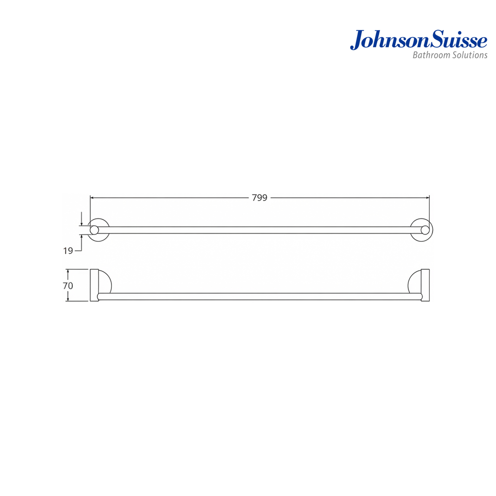 Johnson Suisse Cesena Series 800mm Towel Rail Bar | WBBA100373 | Silver Chrome
