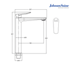 Johnson Suisse Lazio Basin Pillar Mixer Without Pop Up Waste | WBFA301691 | Chrome