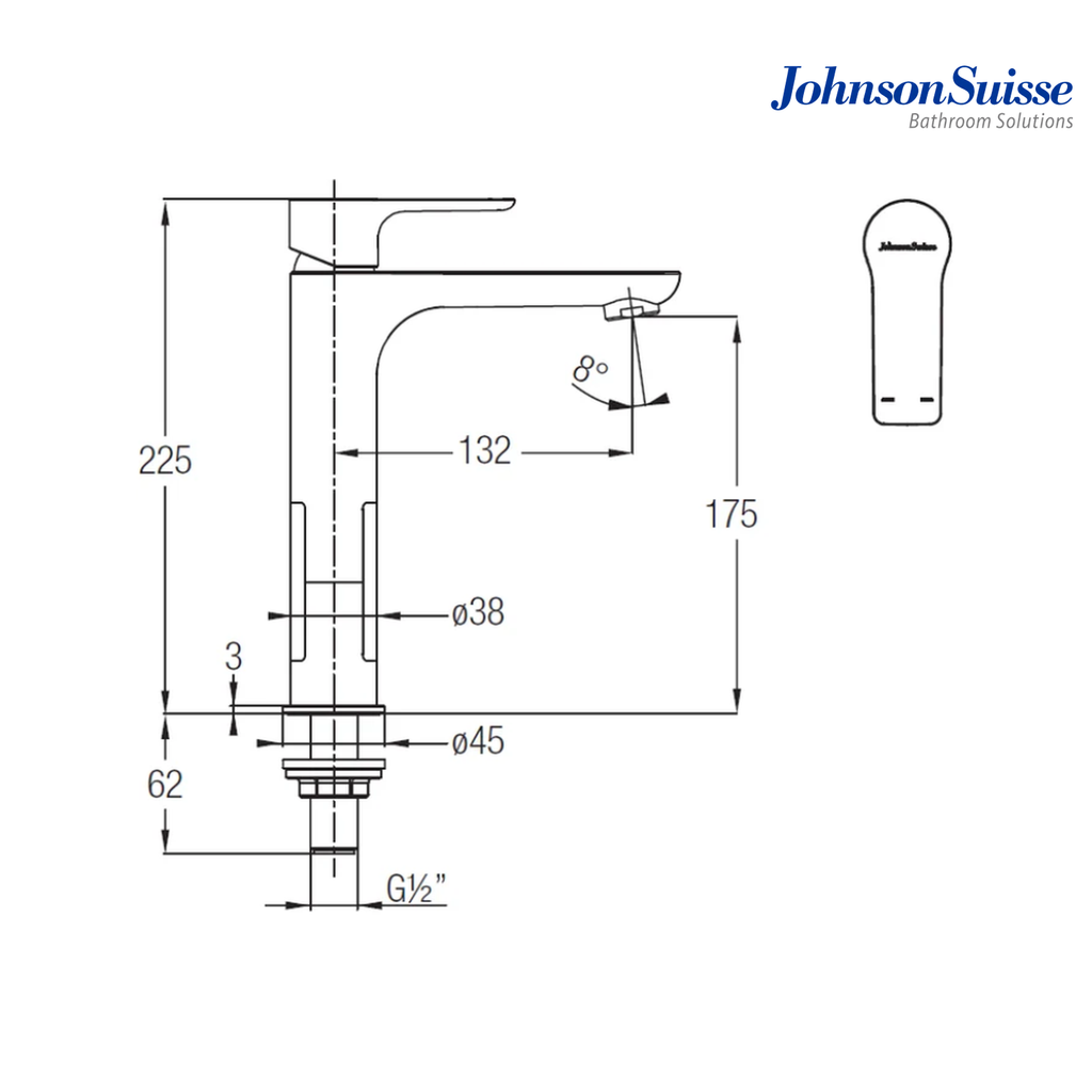 Johnson Suisse WBFA301350CP Trento Single Lever ½" Mezzo Plus Basin Tap | Chrome
