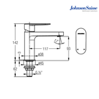 Johnson Suisse Ferla-N Single Lever ½" Basin Pillar Tap WBFA301311CP | Chrome