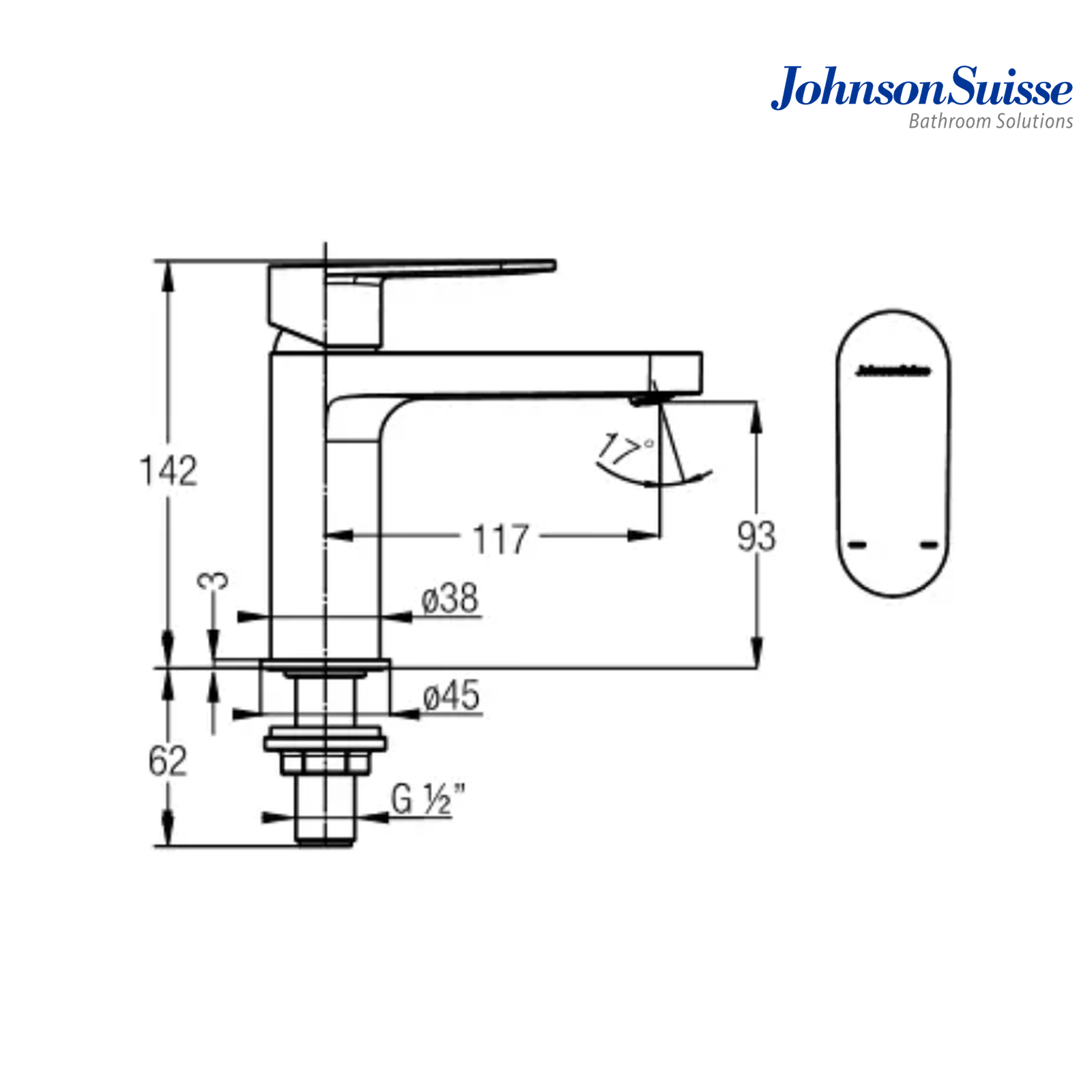 Johnson Suisse Ferla-N Single Lever ½" Basin Pillar Tap WBFA301311CP | Chrome
