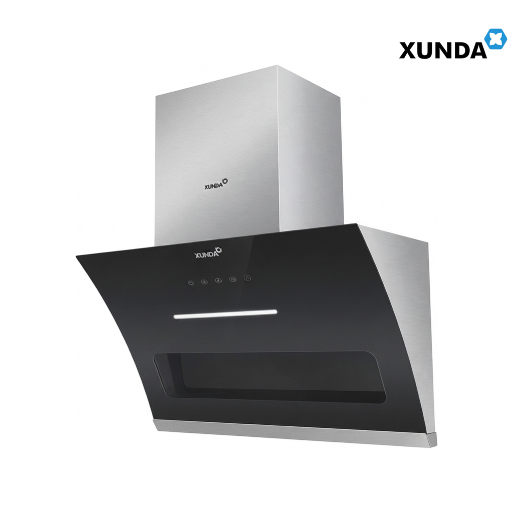 XUNDA CXW-238-SC2002 Slanted Kitchen Cooker Hood and Hob | Black