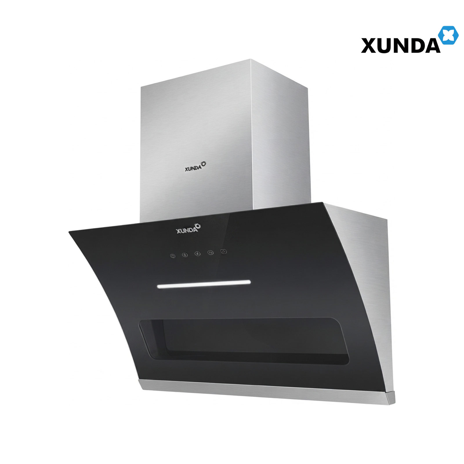 XUNDA CXW-238-SC2002 Slanted Kitchen Cooker Hood and Hob | Black