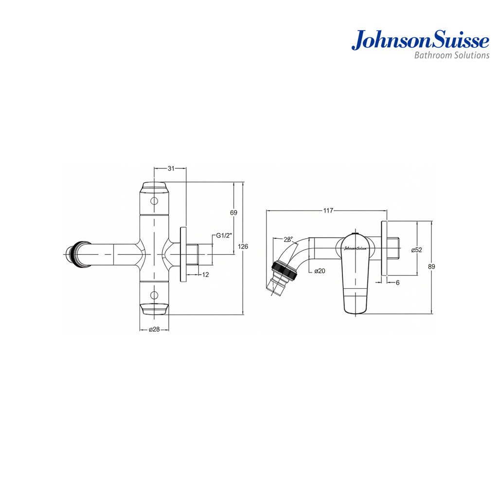 Johnson Suisse Lazio 1/2" 2-Way Bib Tap with Flange | WBFA301701 | Chrome