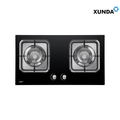 XUNDA 2-DS312T 720mm Toughened Glass Double Burner Gas Hob | Black