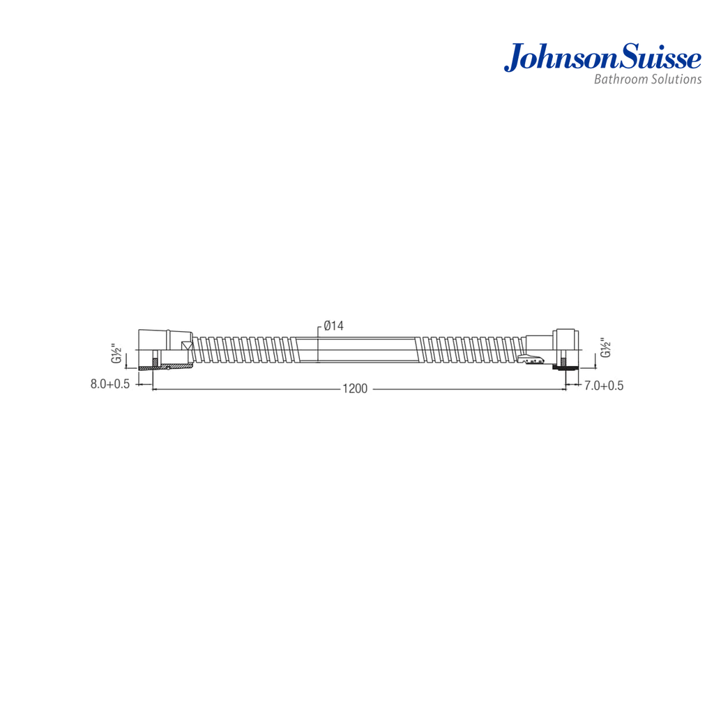 Johnson Suisse Double Interlock Stainless Steel Hose 1.2m | Polished