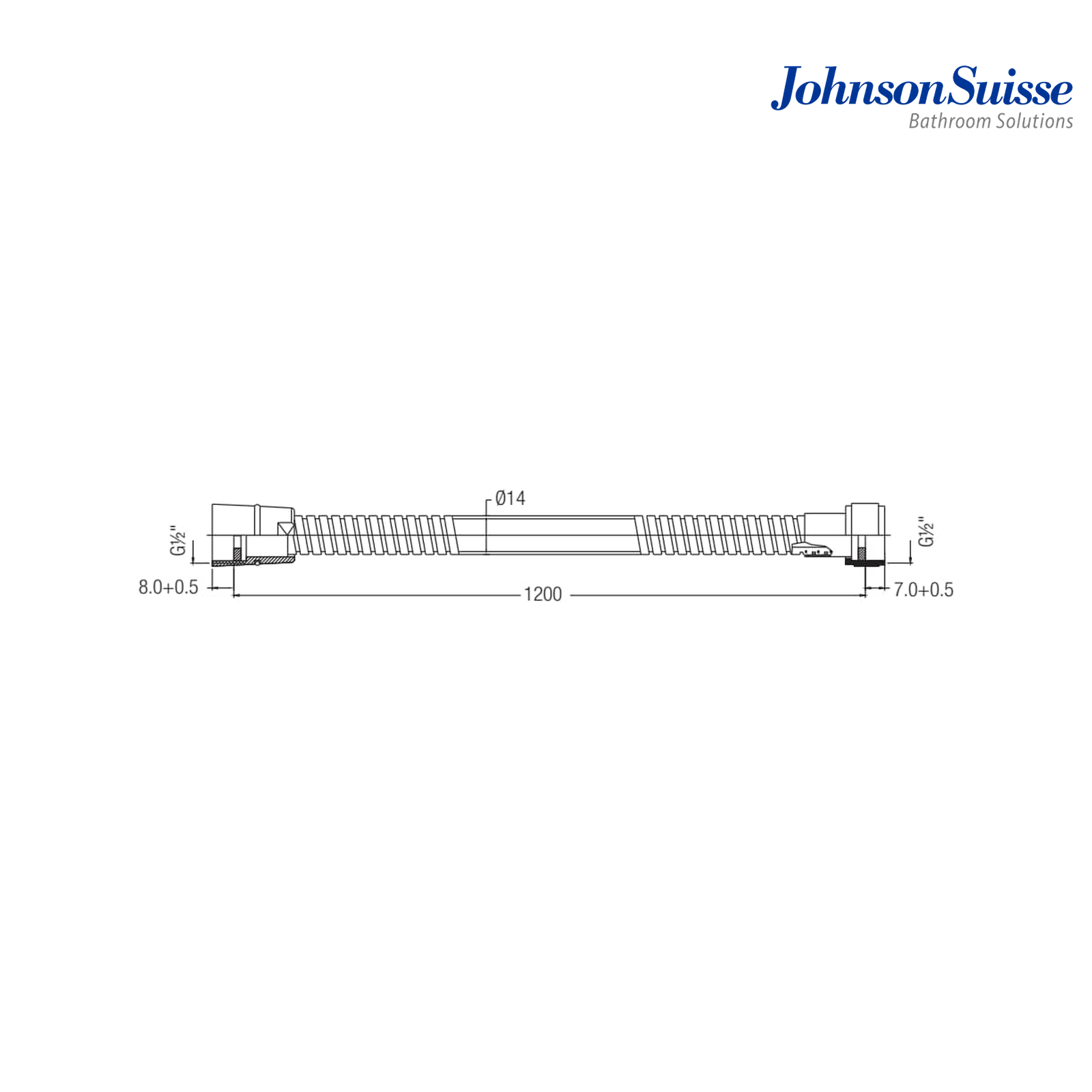 Johnson Suisse Double Interlock Stainless Steel Hose 1.2m | Polished