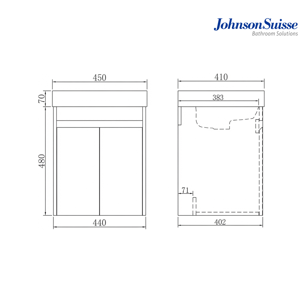 Johnson Suisse WBSC950211WW 450mm Wall-Hung Basin Cabinet | White