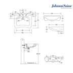 Johnson Suisse Handicap WBSAHC000WW 640mm Square Wall Hung Basin | White