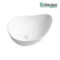 Docasa K554 510mm Ceramic Counter Top Basin | White Modern Wash Sink for Bathroom & Toilet