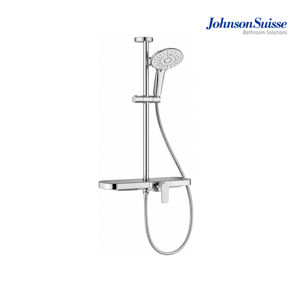 Johnson Suisse Trento WBFA301568CP Wall-Mounted Shower Mixer with Hand Shower & Sliding Bar | Chrome