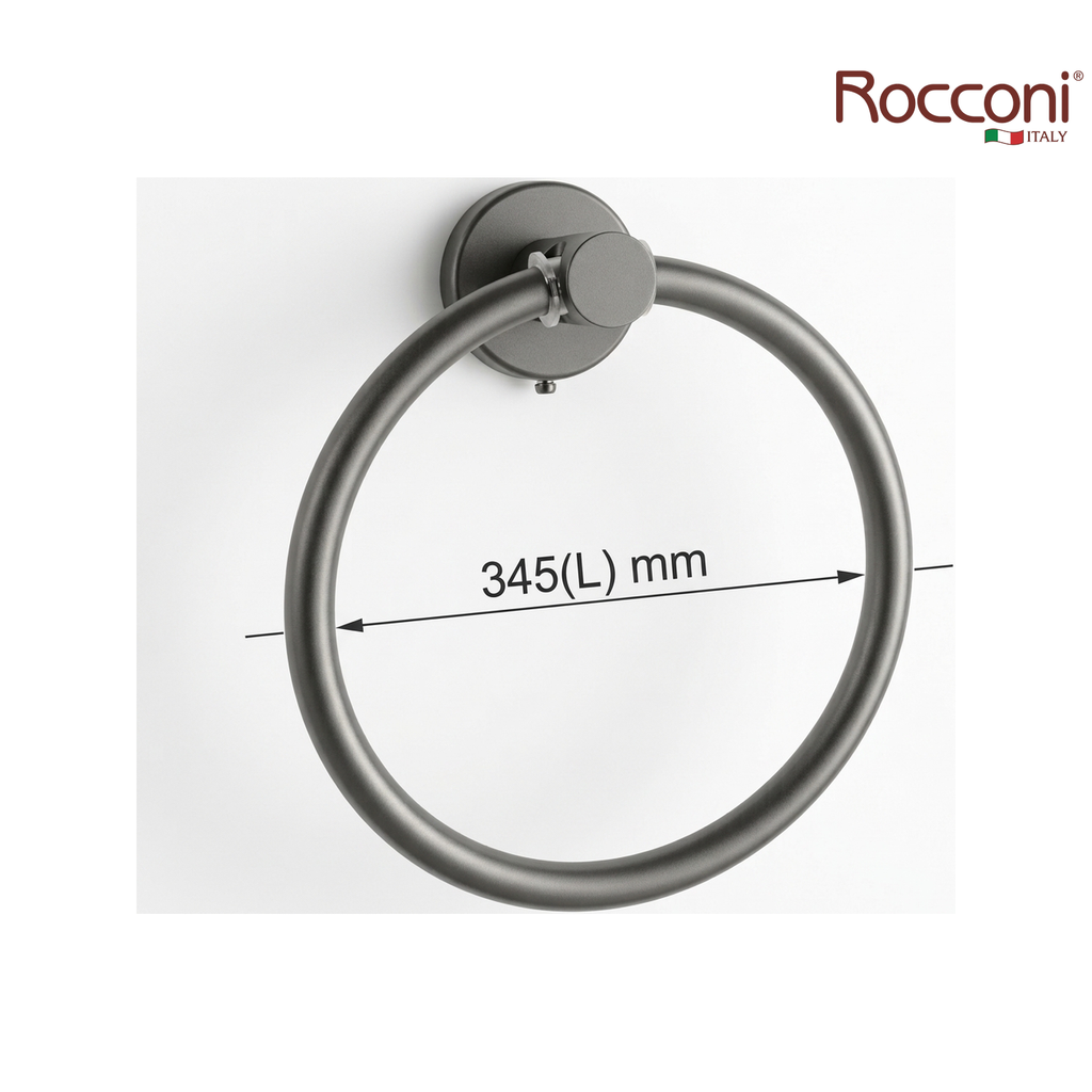 Rocconi RCN-4715GM 165mm Stainless Steel Towel Ring | Gun Metal