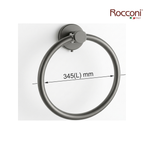 Rocconi RCN-4715GM 165mm Stainless Steel Towel Ring | Gun Metal