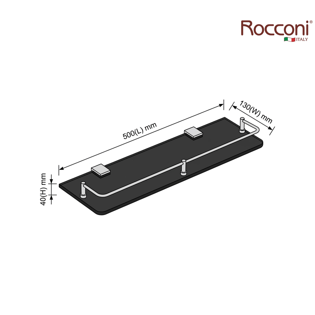 Rocconi RCN-500-GR 500mm Bathroom Shelf | Grey