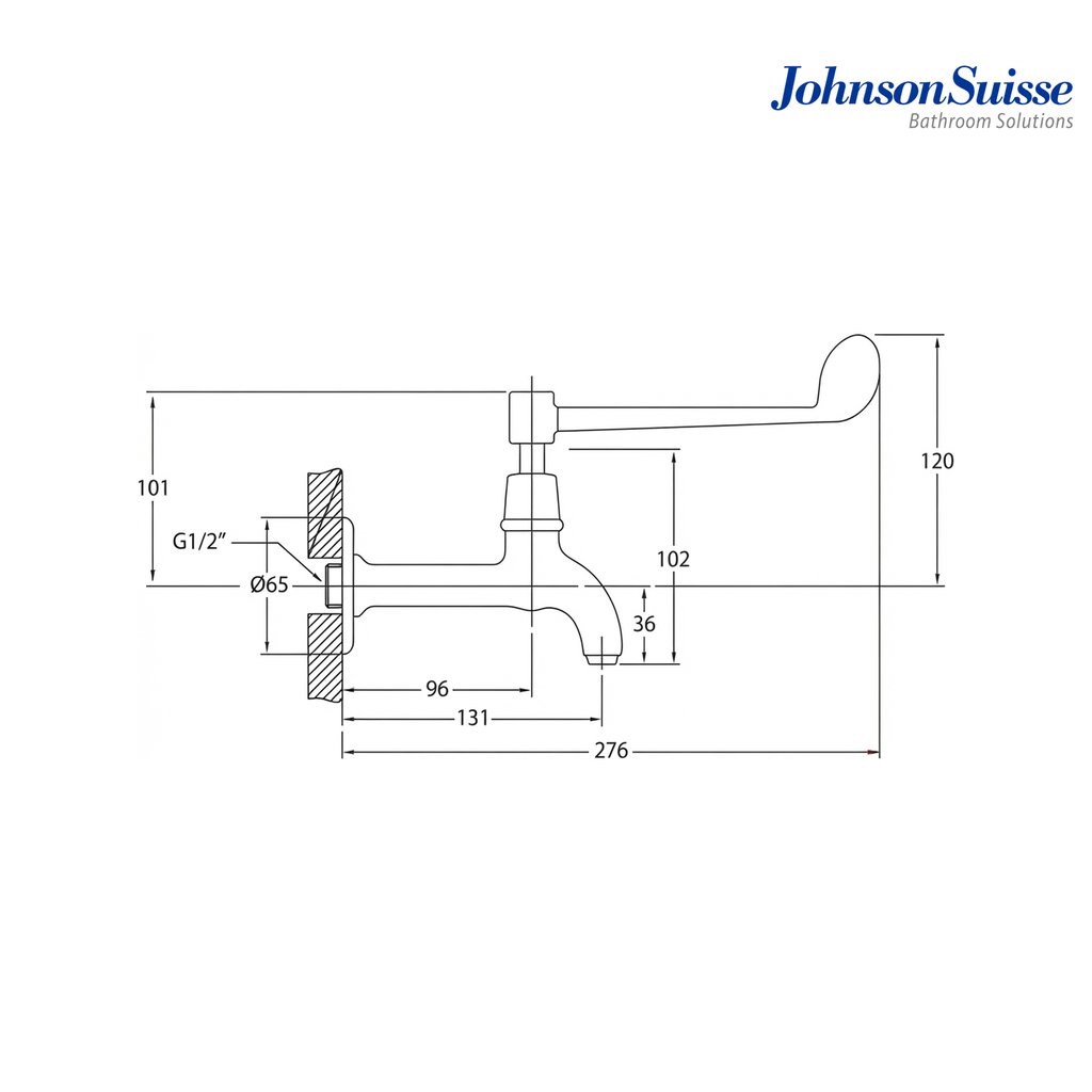 Johnson Suisse Medical Deck Mounted Elbow Action Pillar Tap | WBFA300603CP | Chrome