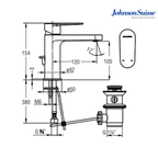 Johnson Suisse Ferla-N Single Lever Basin Mixer with Pop-Up Waste | WBFA301310CP | Chrome