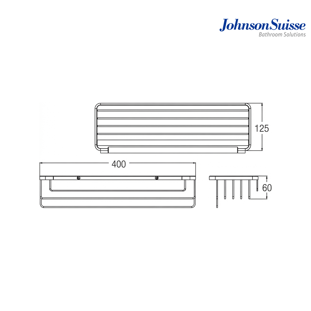 Johnson Suisse Commercial Series 400mm Bathroom Shelf | WBBA100279CP | Silver