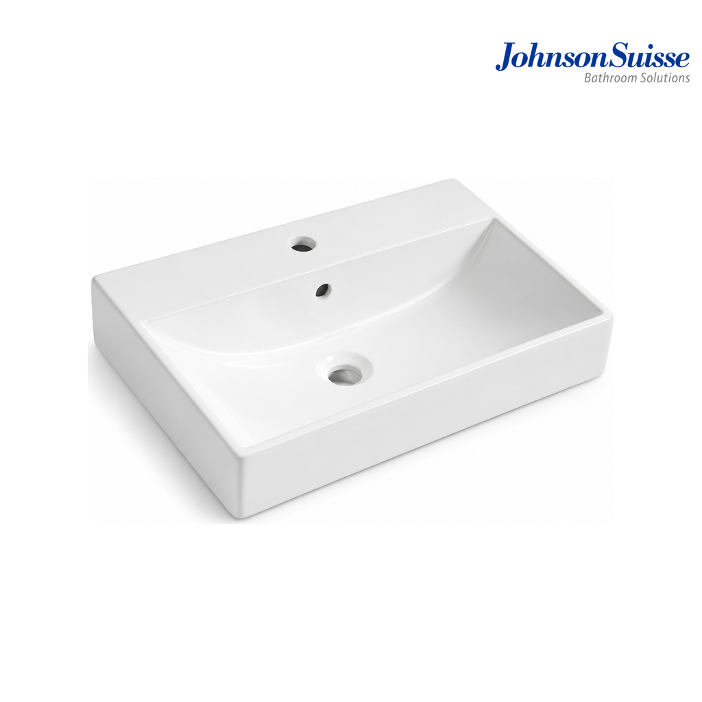 Johnson Suisse Treviso-N 600 Rectangular Semi-Insert Basin | White