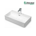 Docasa K402 715mm Ceramic Counter Top Wall Hung Basin | White Modern Wash Sink for Bathroom & Toilet