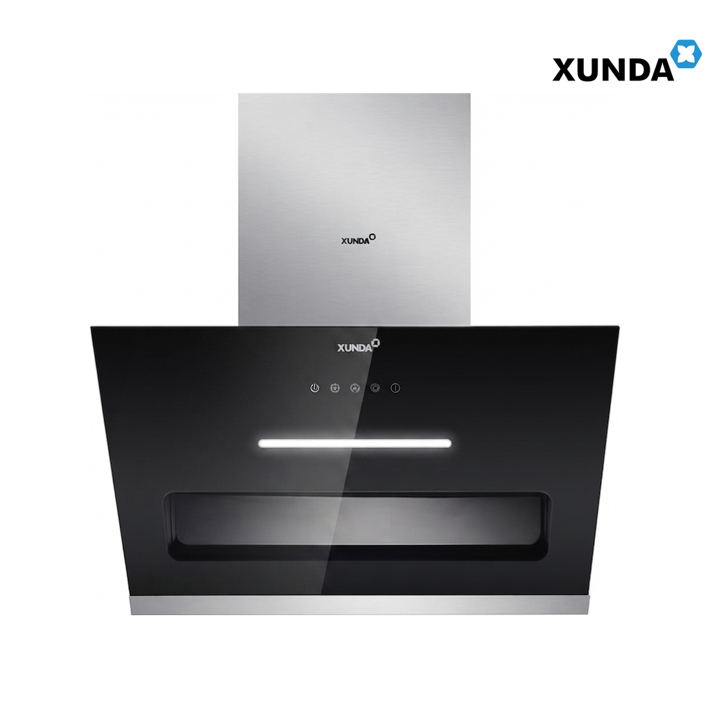 XUNDA CXW-238-SC2002 Slanted Kitchen Cooker Hood and Hob | Black