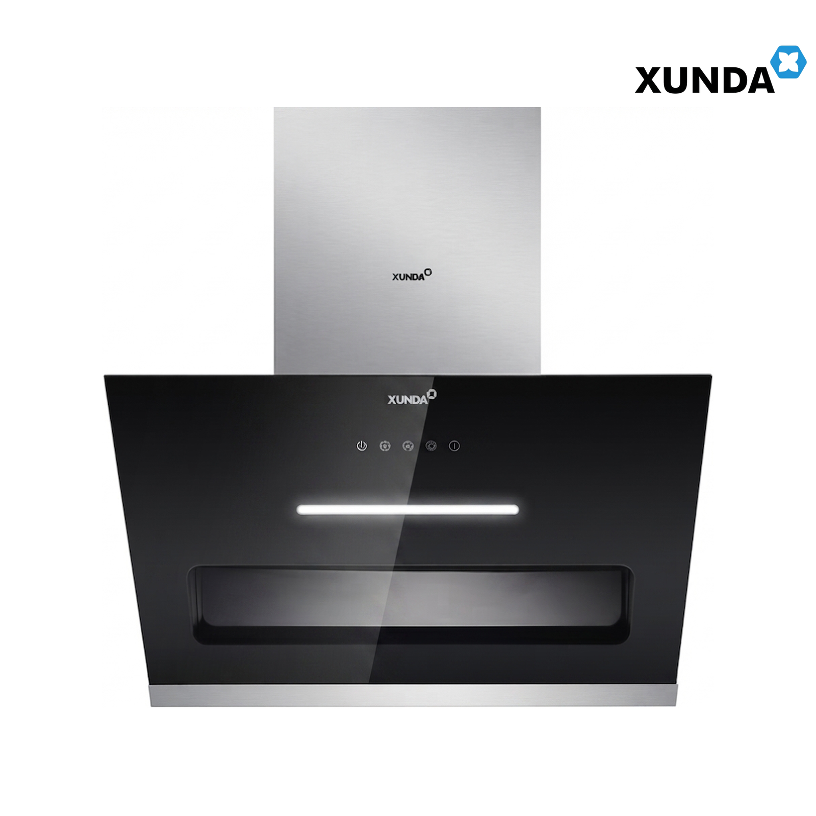 XUNDA CXW-238-SC2002 Slanted Kitchen Cooker Hood and Hob | Black