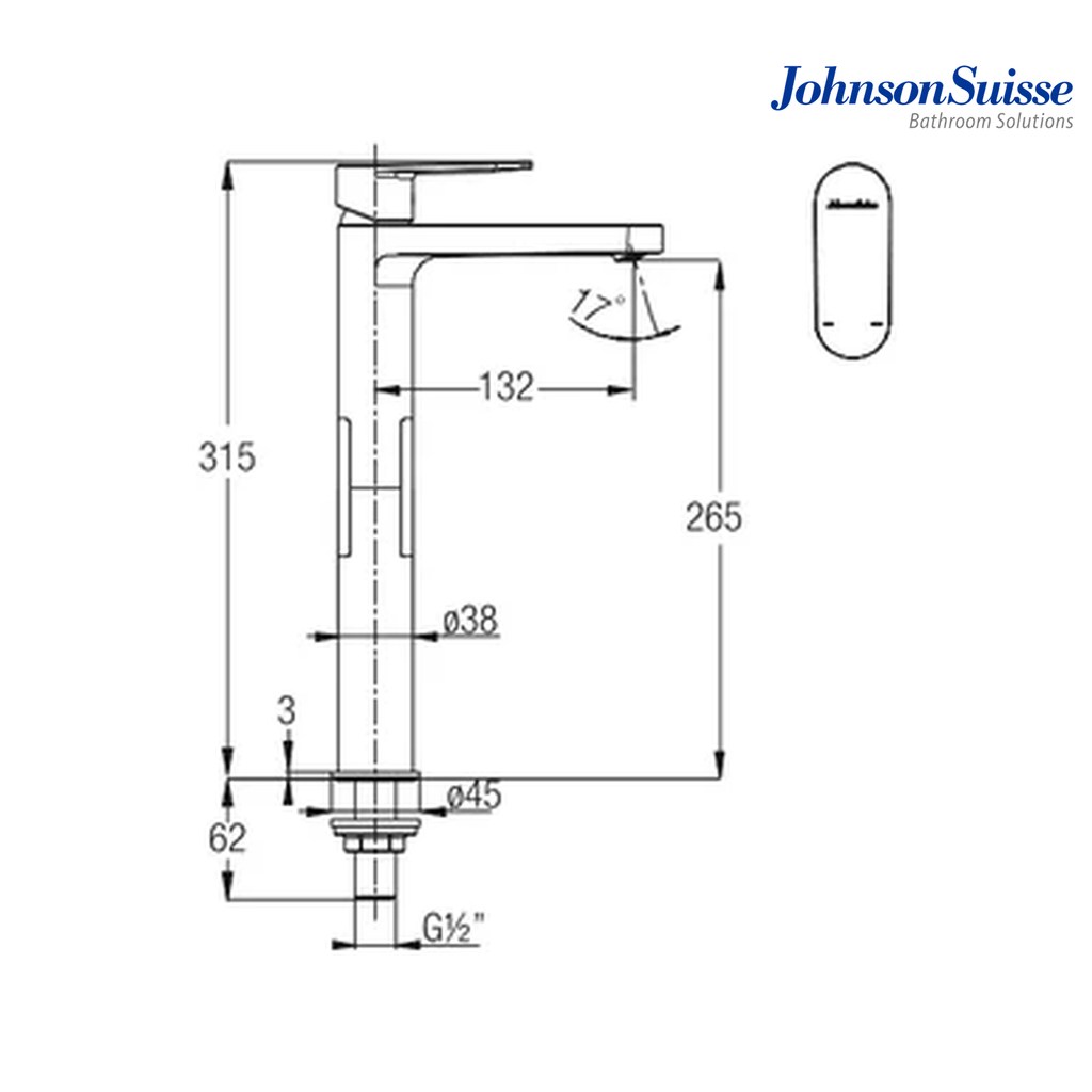 Johnson Suisse Ferla-N Single Lever ½" Tall Basin Tap WBFA301348CP | Chrome