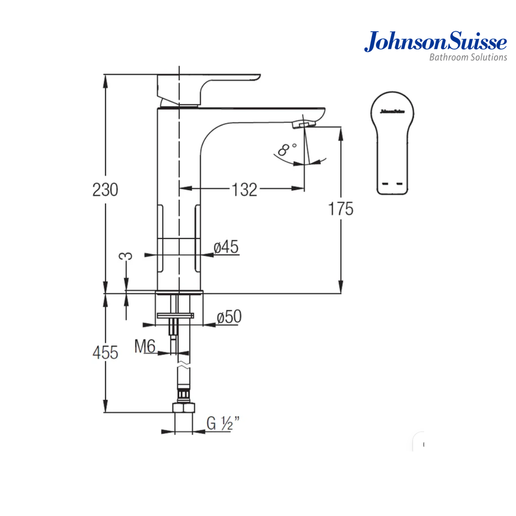 Johnson Suisse Trento Single Lever Mezzo Plus Basin Mixer | WBFA301344CP | Chrome