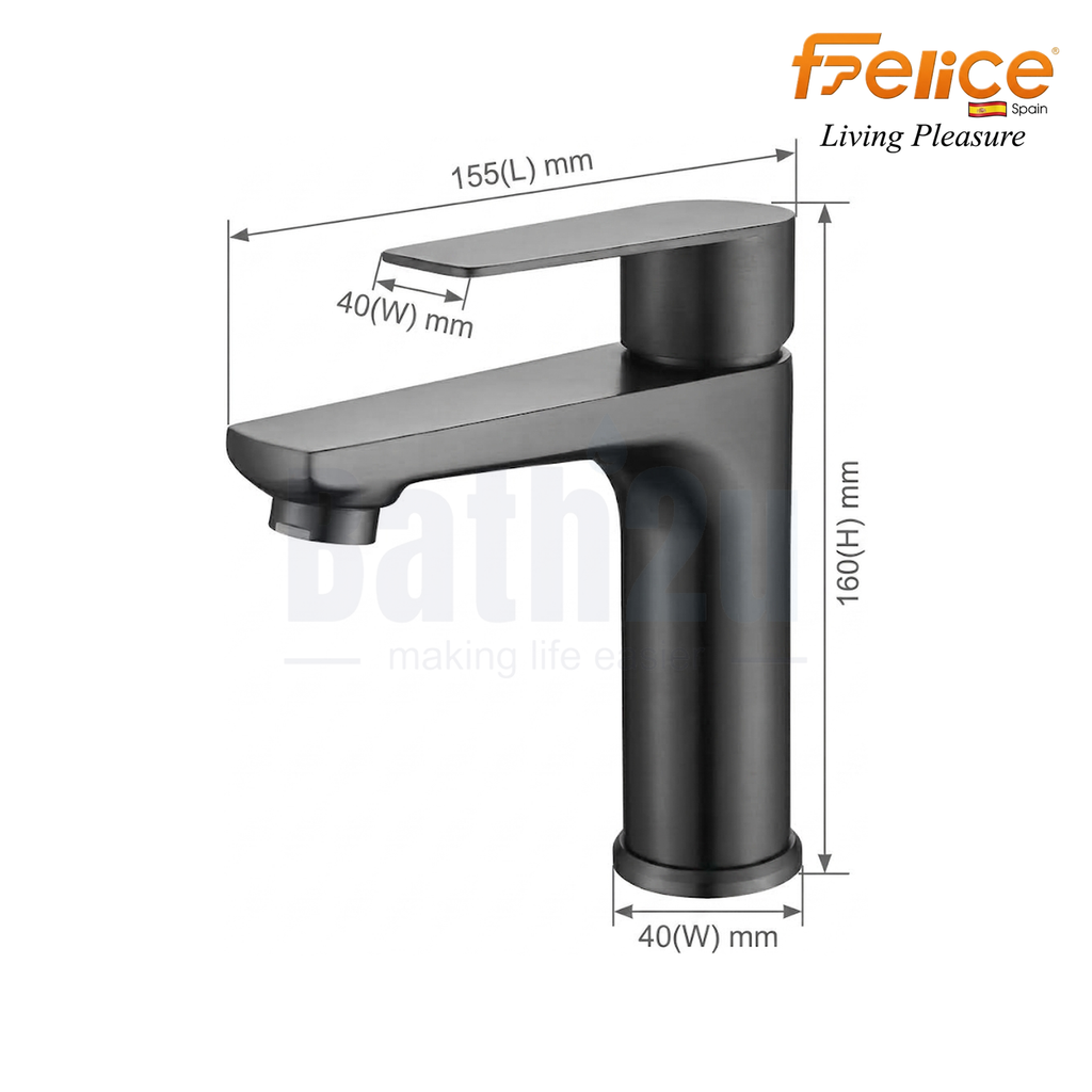 Felice FLE-2413GM Single Lever Basin Cold Tap | Gun Metal