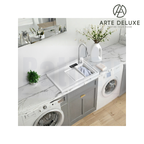 Arte Deluxe Arte Deluxe QS10065WR 1000mm x 650mm Right Integrated Sink Laundry Quartz Stone Integrated Sink | White Quartz Stone