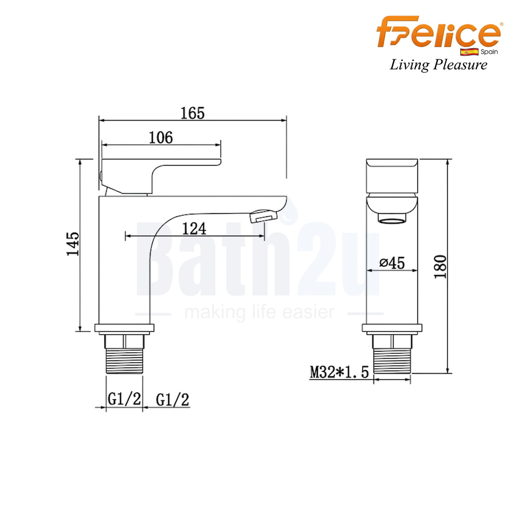 Felice FLE-1101B Single-Lever Basin Mixer Tap | Matte Black and Rose Gold
