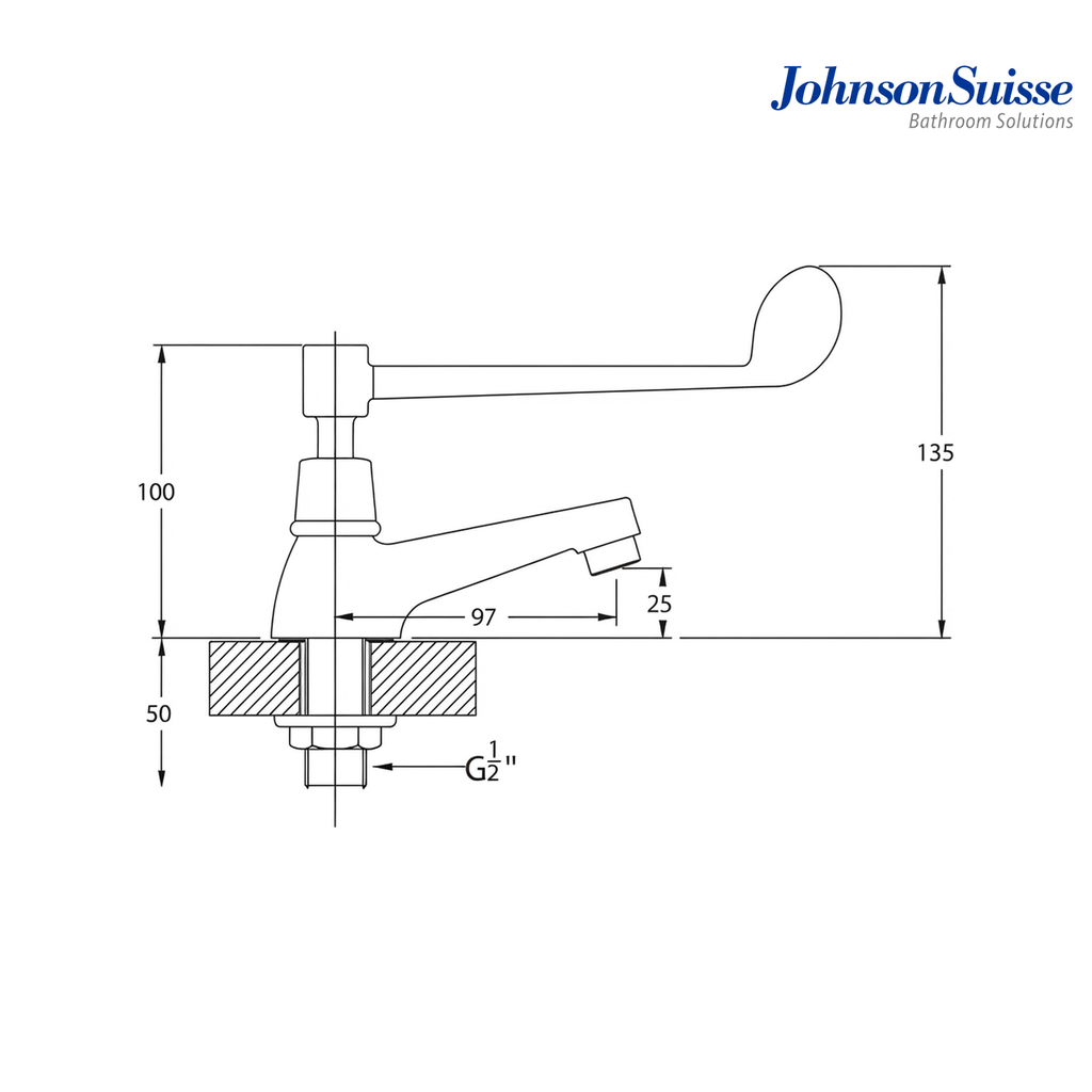 Johnson Suisse 135mm Deck Mounted Elbow Action Pillar Tap | WBFA300602CP | Chrome