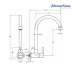 Johnson Suisse Lira Wall Mounted Kitchen Sink Tap | WBFA301673CP | Chrome