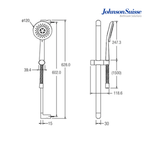 Johnson Suisse Bering WBFA301079CP 3-Function Hand Shower Kit with 604mm Slide Bar | Polished Chrome