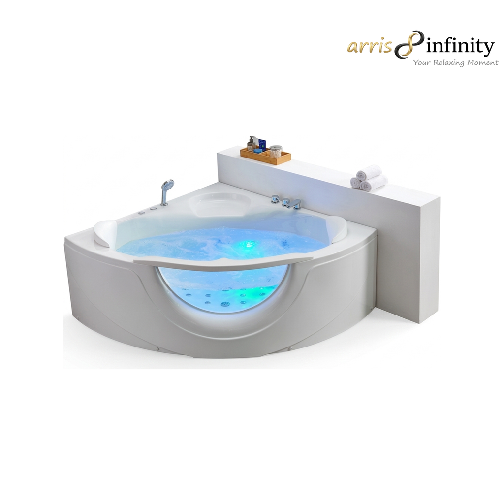 ARRIS INFINITY Lucio 1510mm Triangular Massage Bathtub Luxury Jacuzzi | White