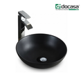 Docasa 601YA 395mm Ceramic Counter Top Basin | Black Matte Modern Wash Sink for Bathroom & Toilet