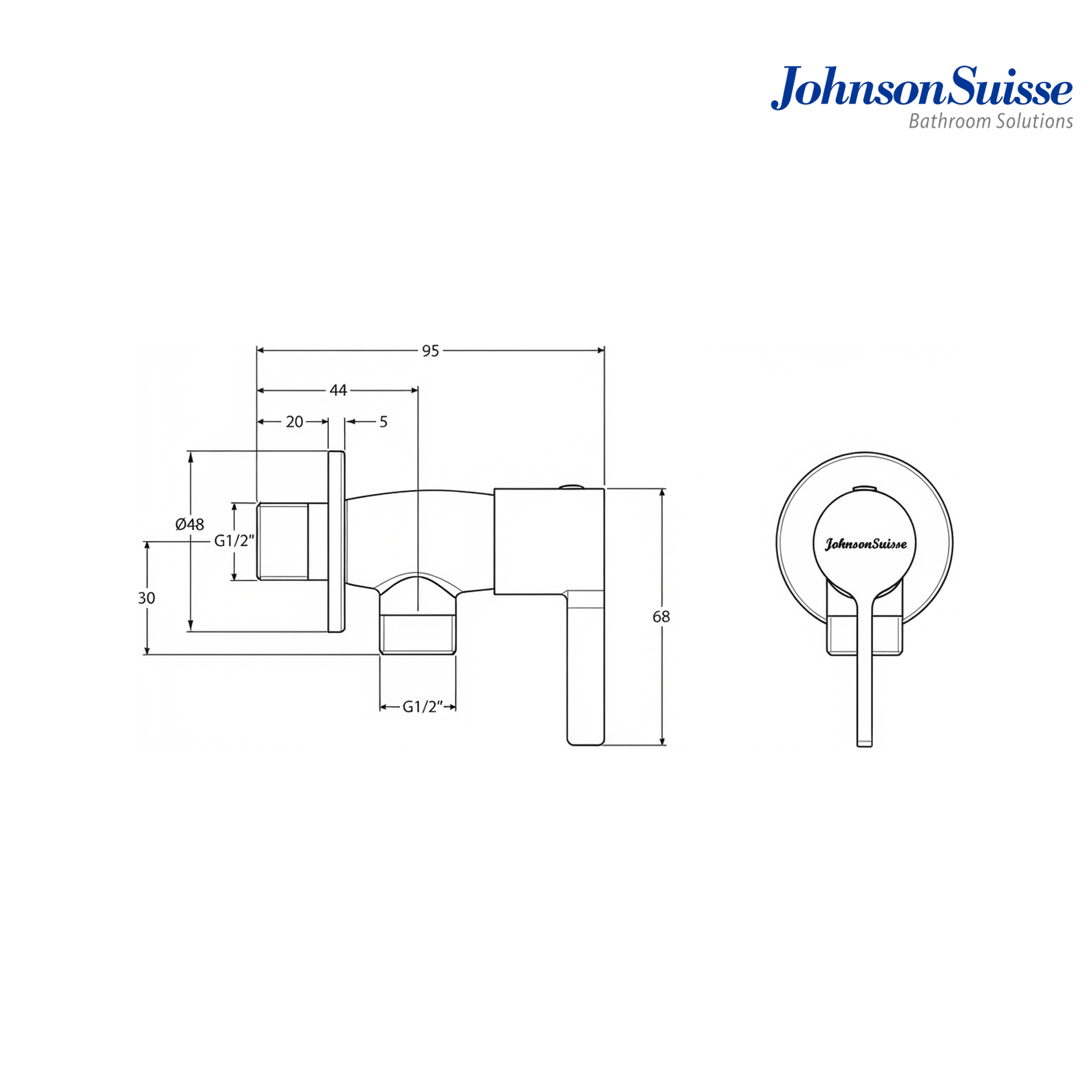 Johnson Suisse Lira 1/2" Angle Valve | WBFA301669CP | Chrome