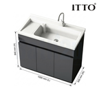 ITTO IT-3306-100 1000mm Laundry Basin with Cabinet | Gray SPC Material