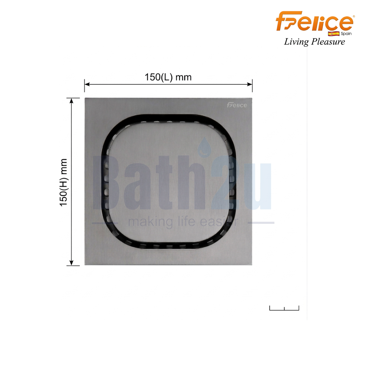Felice FLE 324/GM 150x150mm Floor Grating and Trap | Gunmetal Stainless Steel