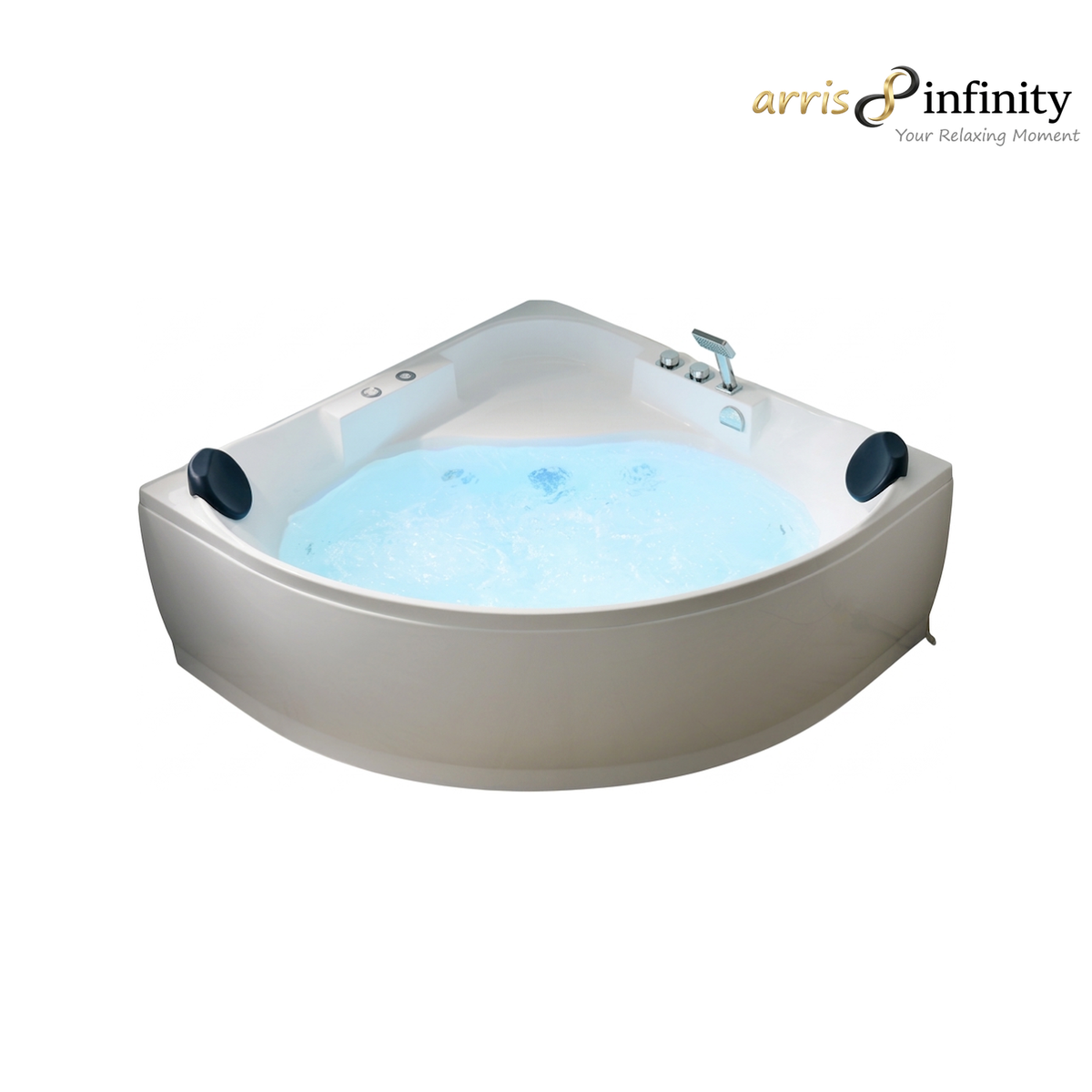 ARRIS INFINITY Antonio 1520mm Triangular Massage Bathtub Luxury Jacuzzi | White