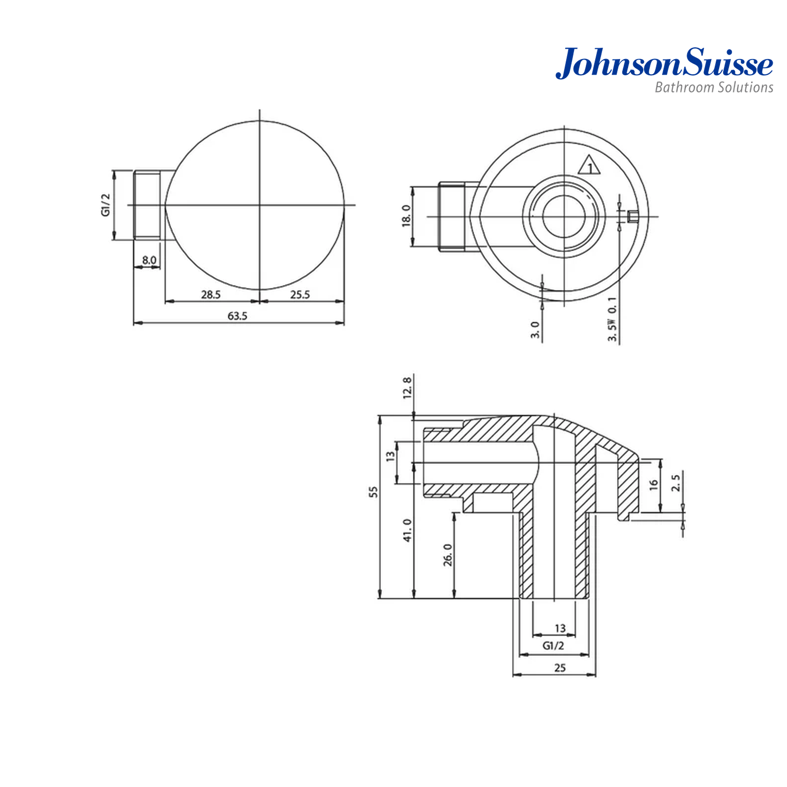 Johnson Suisse Wall-mounted Shower Outlet (Plastic) (WBFA300584CP) | Chrome