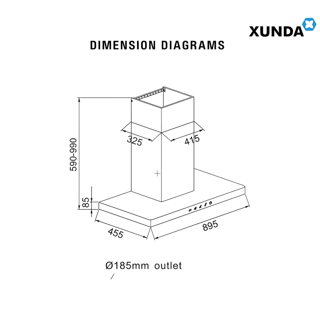 XUNDA CXW-238-WT2003 895mm Kitchen Cooker Hood and Hob | Full Black