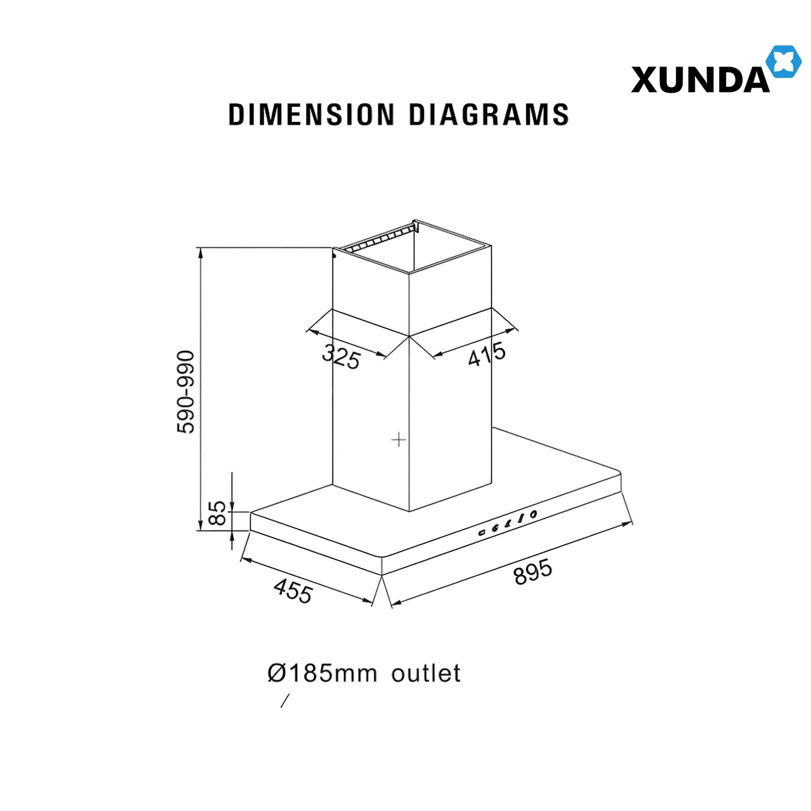 XUNDA CXW-238-WT2003 895mm Kitchen Cooker Hood and Hob | Full Black