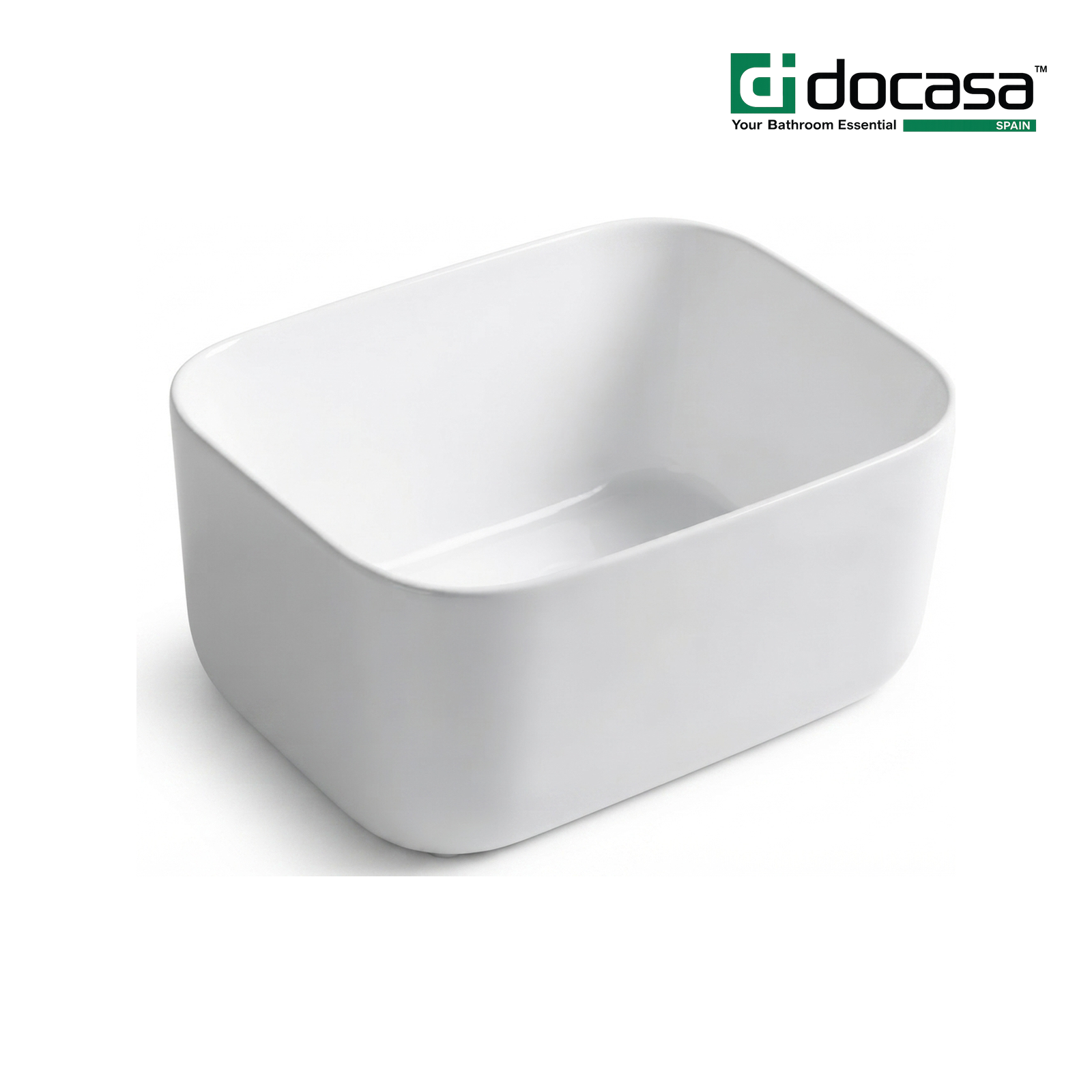Docasa K549B 465mm Ceramic Counter Top Basin | White Modern Wash Sink for Bathroom & Toilet