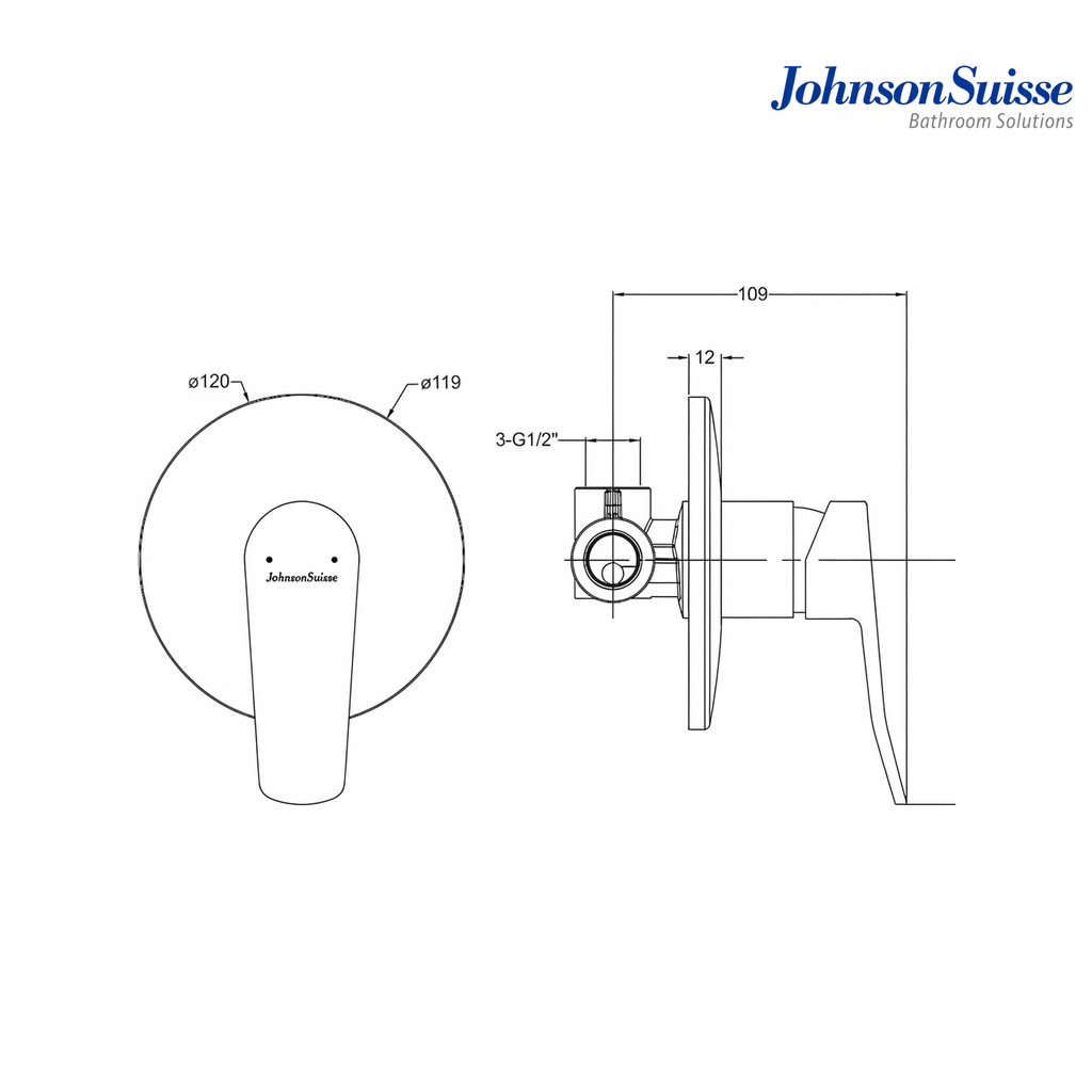 Johnson Suisse Lazio Single Lever Concealed Shower Tap | WBFA301694 | Chrome