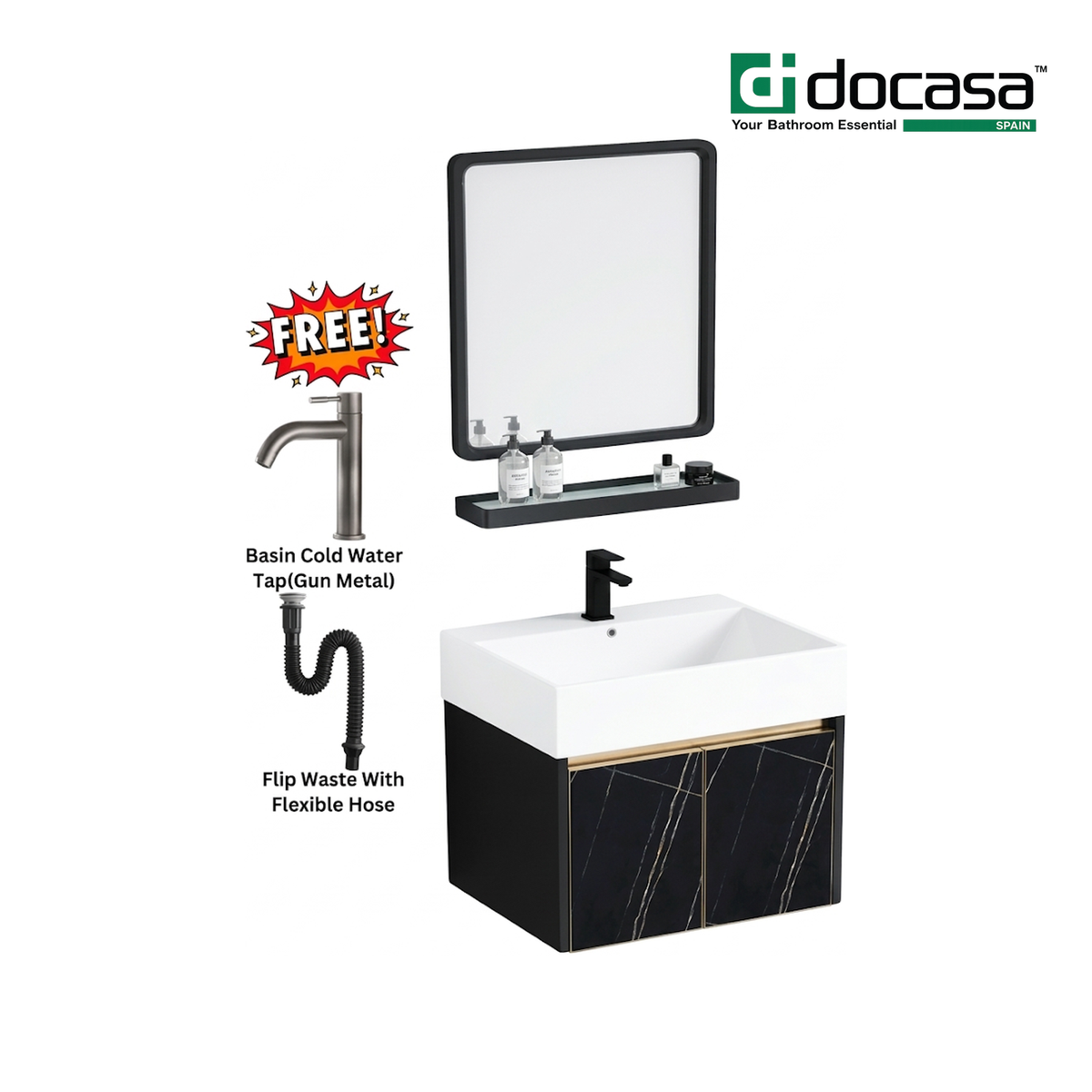 Docasa SCS-544257-MB 540mm Basin Cabinet Set | Matt Black