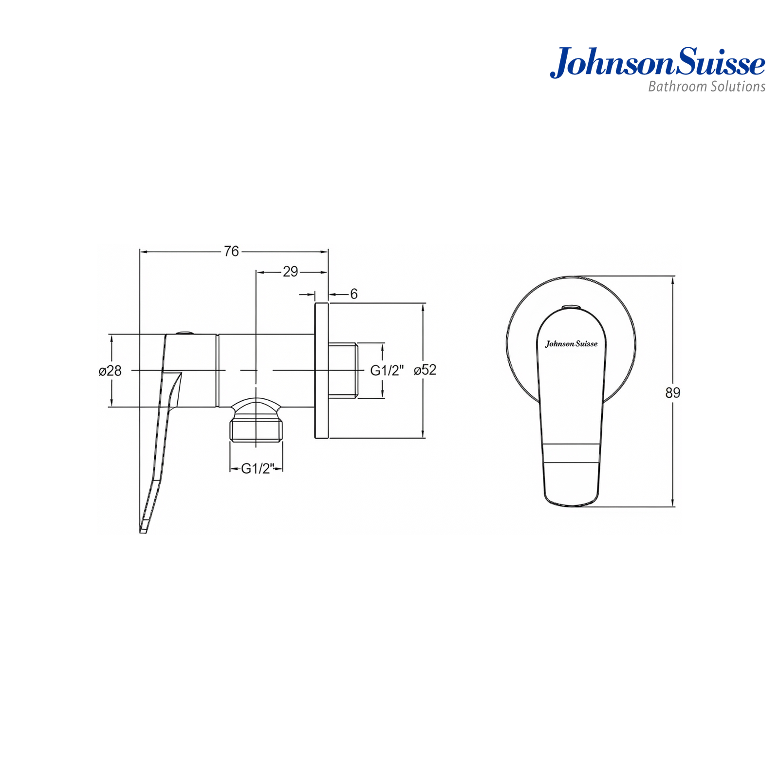 Johnson Suisse Lazio 1/2" Angle Valve with Flange | WBFA301702 | Chrome