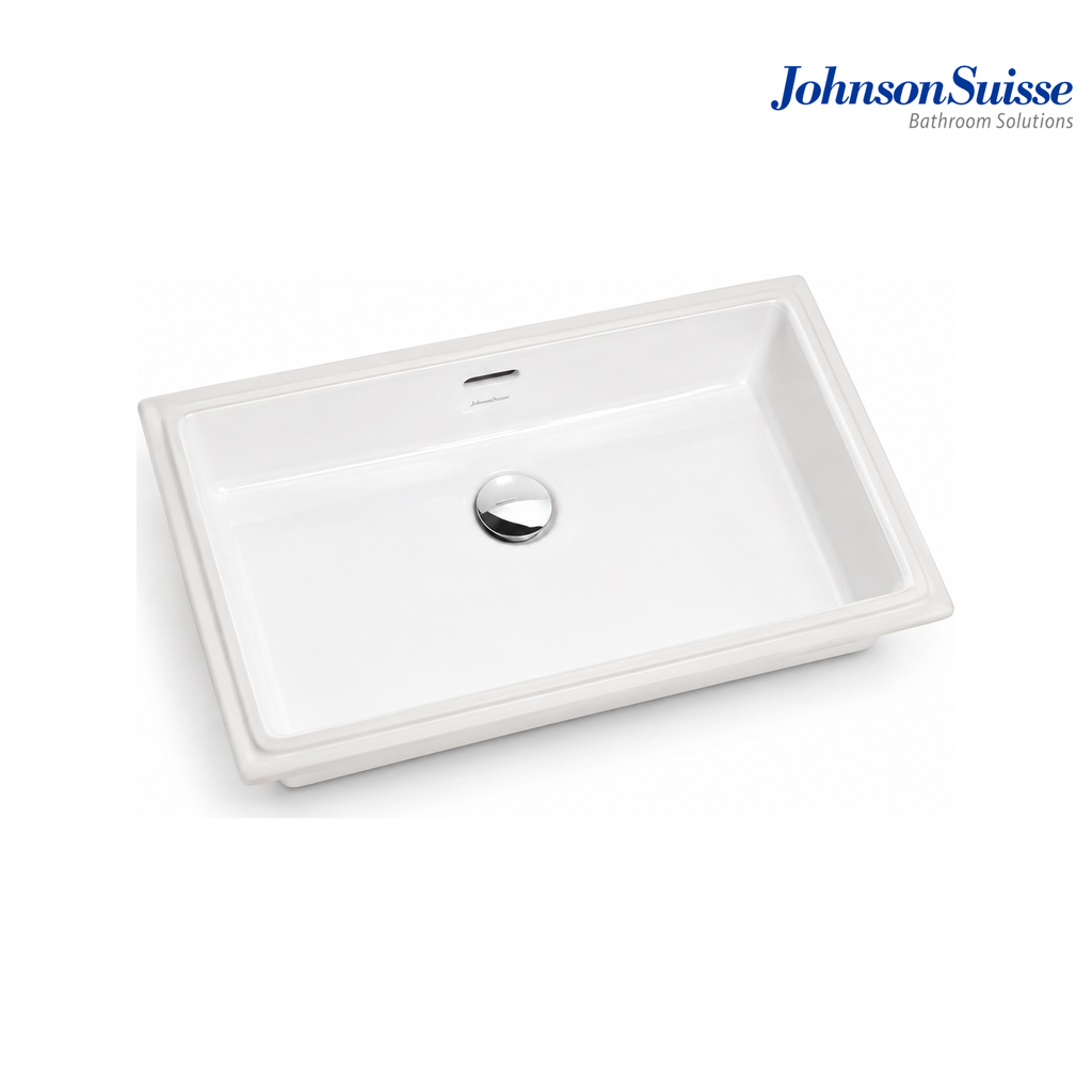 Johnson Suisse Torino 625mm Rectangular Under Counter Basin | White