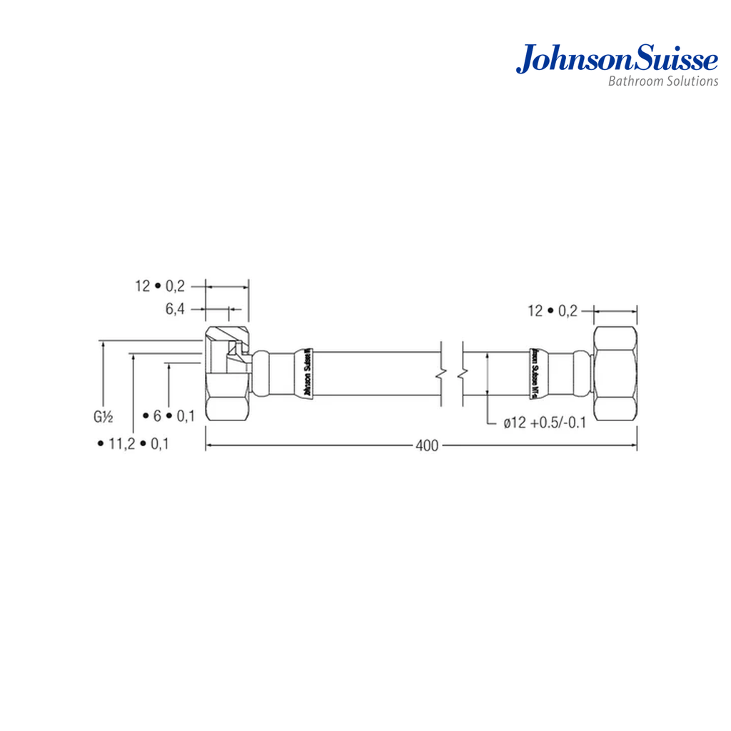 Johnson Suisse WBFA300714CP 400mm Stainless Steel Reinforced Flexible Hose | Silver