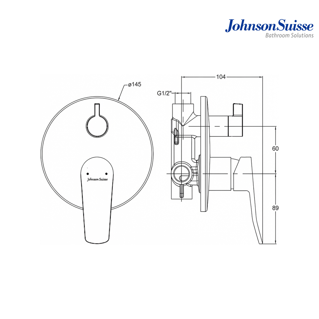 Johnson Suisse Lazio Single Lever Concealed Bath-Shower Mixer | WBFA301695 | Chrome